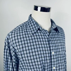 J Crew Mens XL Flannel Shirt Blue Green Plaid 100% Cotton Button Front  - Picture 1 of 5
