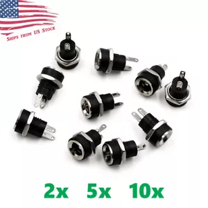 DC Power Supply Jack Socket Female Panel Mount Connector 5.5 x 2.1mm 2/5/10 Pcs - Picture 1 of 6