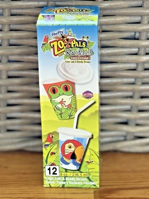 Hefty Zoo Pals 12 Cups RAINFOREST Collection 8oz Lids Bendy Straws - Image 1 of 4