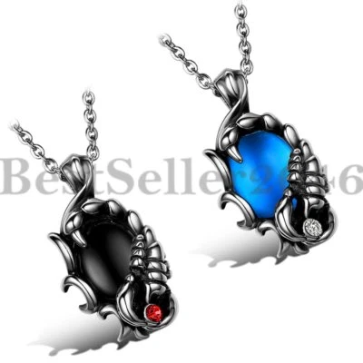 Collar colgante de acero inoxidable escorpión escorpión con forma ovalada de piedra para hombre 22" Foto 1 de 4