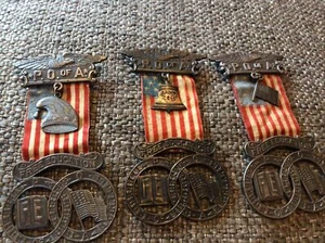 (3) P.O. Of A.  Free Education Medals Pinbacks 1917 Philadelphia Wm Lehnberg - Picture 1 of 8