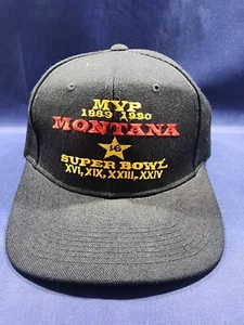 Vintage 49ers Joe Montana Hat Black Super Bowl MVP Snapback LA Gear Cap - Picture 1 of 10