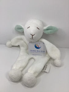 Under the Nile Organic White/Mint Lamb Baby Lovey Security Toy Terry Cloth - Picture 1 of 3