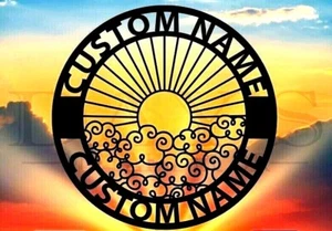 Personalized Sun Cloud Metal Name sign Home Garden Farm Decorative Wall Art Gift - Picture 1 of 11
