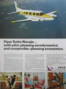 3/1969 PUB PIPER AIRCRAFT AVION TURBO NAVAJO FLUGZEUG ORIGINAL AD - Imagen 1 de 1