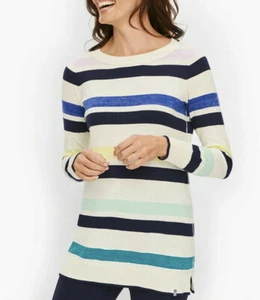 NWT Talbots T By Talbots Sz XLP Colorful Striped Crewneck LSL Sweater $89.50 - Picture 1 of 8