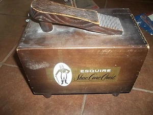 vintage ESQUIRE shoe shine box with contents - classic! - Imagen 1 de 6