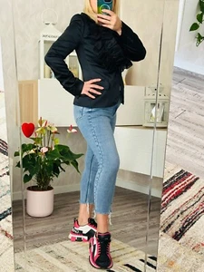 Blazer Dolce & Gabbana Negro Mezcla Seda Volantes Talla 42 Chaqueta de Diseñador 25.11 - Imagen 1 de 16