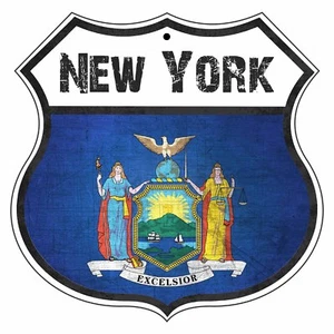 Letrero escudo aluminio regalo decoración garaje carretera bandera país de Nueva York neoyorquinos - Imagen 1 de 1