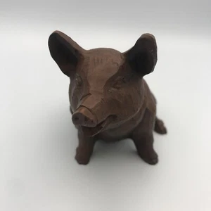 Red Mill Mfg, cute Pig Sitting Made From Crushed Pecans & Resin Brown 4” - Picture 1 of 8