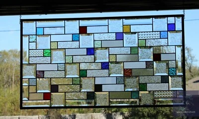 Stained Glass Panel,Transom,Sidelight-beveled 33  3/4x 18 3/4 Large - Image 1 of 4