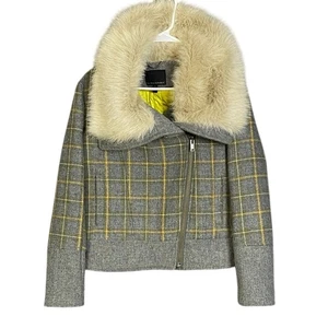 Banana Republic Faux Fur Collar Moto Jacket Women's MP - Picture 1 of 6