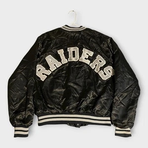 Vintage Las Vegas Raiders Satin Bomber Jacket Size L LA Oakland Retro Logo Arch - Bild 1 von 17