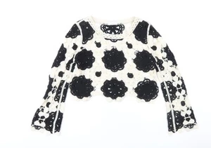 Quiz Women's M/L Black Ivory Crochet Pullover Jumper - Picture 1 of 12