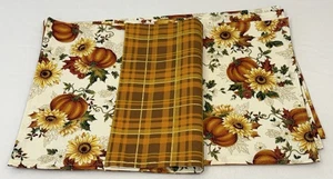 Fall Rectangle Placemats Pumpkins Sunflower Gingham Glitter Reversible  Set of 4 - Picture 1 of 8