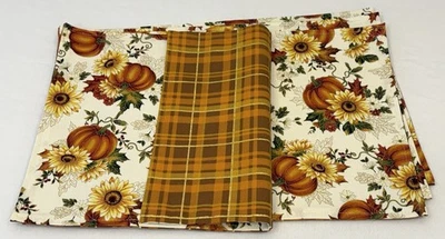 Fall Rectangle Placemats Pumpkins Sunflower Gingham Glitter Reversible  Set of 4 - Image 1 of 4