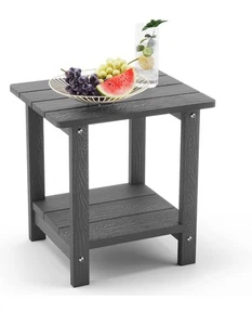 Adirondack Outdoor Beistelltisch, 2-stufig dunkelgrau HDPS Terrassentisch wetterfest - Bild 1 von 8
