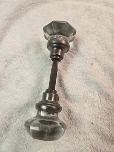 1 antiker Messing Türknauf 8 Punkt Silberkragen poliert  - Bild 1 von 2