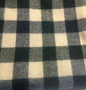 Vintage karierter Wollstoff 1 Yard 58 Zoll breit ~ mittelschwer ~ tiefes Waldgrün/ecru - Bild 1 von 3