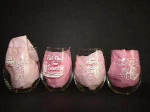 Juego de 4 copas de vino sin tallo divertidas de Navidad DUVINO 15 OZ FELICES DÍAS HOLLA - Imagen 1 de 8