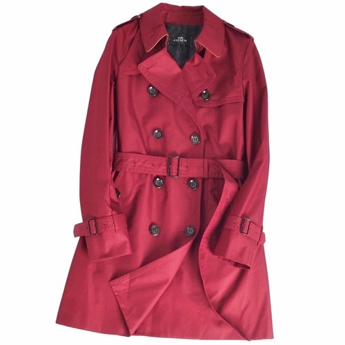 Coach Cappotto Trench Schiena Firmato Cotone Capispalla Donna S Bordeaux Usato0