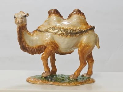 Caja con bisagras baratija magnética camello bactriano esmalte metal con joyas cristal Rucinni Foto 1 de 4