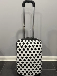 Maleta con ruedas rígida Mickey Mouse de los parques de Disney negra blanca con estampado de vaca MIRAR - Imagen 1 de 16