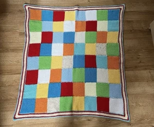 Crochet Patchwork Blanket Approx 100cm X 85cm - Picture 1 of 1