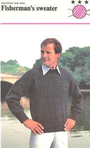 HANDSOME Men's Fisherman Sweater/KNITTING Pattern INSTRUCTIONS ONLY - Picture 1 of 1
