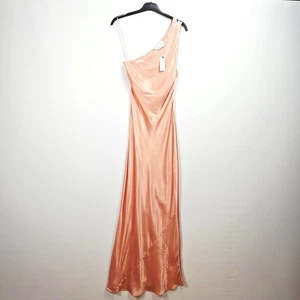 Anthropologie - One Shoulder Satin Maxi Slip Dress - Coral - UK 10 - UVP 128£ - Bild 1 von 7