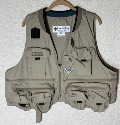 Columbia PFG Chaleco de Pesca Mosca Trucha Lubina Hombres Grande Utilitario Carga Multi Bolsillo Foto 1 de 4