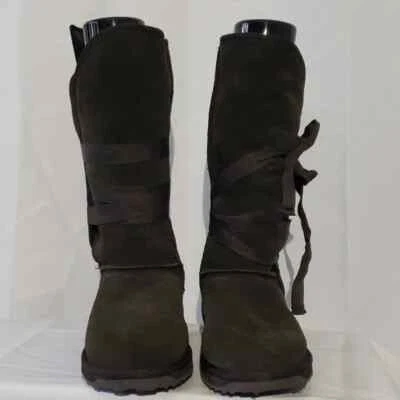 Botas Forro Emu 100% Lana Merino Marrón Oscuro Cinta Con Cordones Talla 8 W Nuevas sin caja Foto 1 de 4