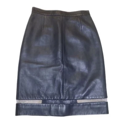 ALEXANDER WANG | Black Lamb Leather Knee Length Skirt in Size 0 - Image 1 of 4