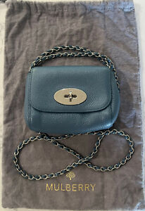 Mulberry Lily Mini Crossbody Bag In Denim Blue Leather