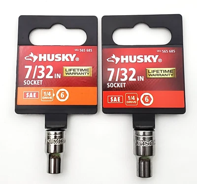Lot of 2 Husky 7/32" Sockets for 1/4" Drive 6 Point SAE H4D6P732 - Image 1 of 4