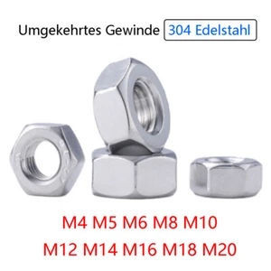 Sechskantmuttern Umgekehrtes Gewinde Muttern 304 Edelstahl Sechskantmutter - Picture 1 of 16