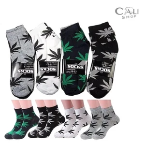 12 Paar knöcheltief geschnittene Quarter Crew Baumwollsocken für Herren Unkrautblatt 9-11 10-13 - Bild 1 von 4