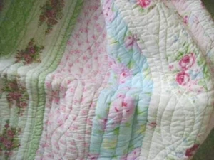 Finely Stitched Home Full Queen Quilt Set Shabby Patchwork Vintage Pink Rose Chi - Picture 1 of 7