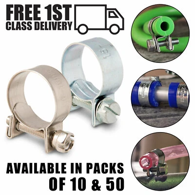 MIKALOR Mini Hose Clips Fuel Line Clamps Pipe 304 Stainless Steel / Zinc Plated