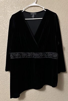 Elementz Top Womens L Velvet Faux Wrap Asymmetrical Hem Whimsigoth Y2k Evening - Image 1 of 4