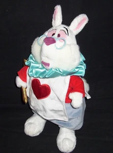 16" Disney Store Alice in Wonderland White Rabbit Plush Stuffed Bunny Glasses - Picture 1 of 5