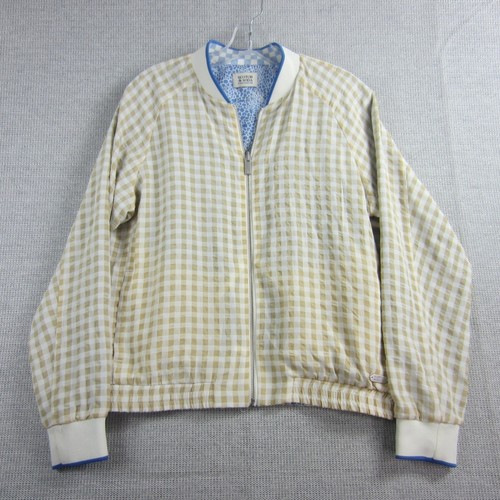 VETEMENTS Scotch & Soda Giacca Donna Piccola Marrone Bianco A Scacchi Full Zip Manica Lunga Bomber