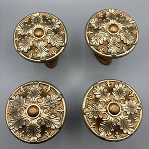 4 Massive Gold Gardine Vorhang Halterlos 4" Medaillon - Bild 1 von 8