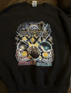 FELPA SUPER BOWL XXXIX Adulto Extra Large 2005 Patriots Eagles Taglia XL - Foto 1 di 3