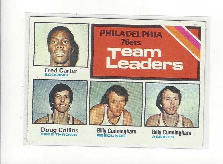 1975-76 Topps #129 Fred Carter/Doug Collins/Billy Cunningham TL 76ers - NM - Image 1 of 1