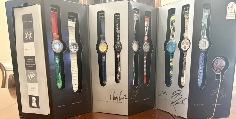 Juego de reloj muestra Olympic Legends 1996 “Medallas de oro” con autógrafos de atletas  Foto 1 de 4