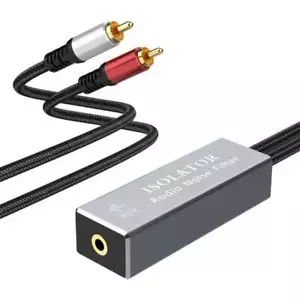 3.5mm to 2 RCA Ground Loop Isolator Hum Eliminator, Female to Dual Male - Picture 1 of 3