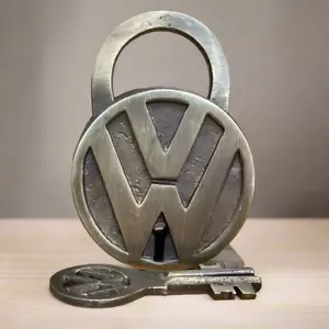 Volkswagen Solid Brass Lock and Keys With Antique Finish (3.25" x 2.25") - Picture 1 of 8