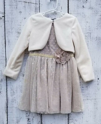 Vestido Lilly Wicket Niñas Talla 6 Beige Brillo Lunares Tul con Chaqueta de Piel Sintética Foto 1 de 4
