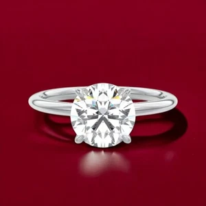 Alianza cultivada en laboratorio IGI 2,30 quilates diamante corte redondo oro blanco 14 k talla 6 6,5 7 - Imagen 1 de 14